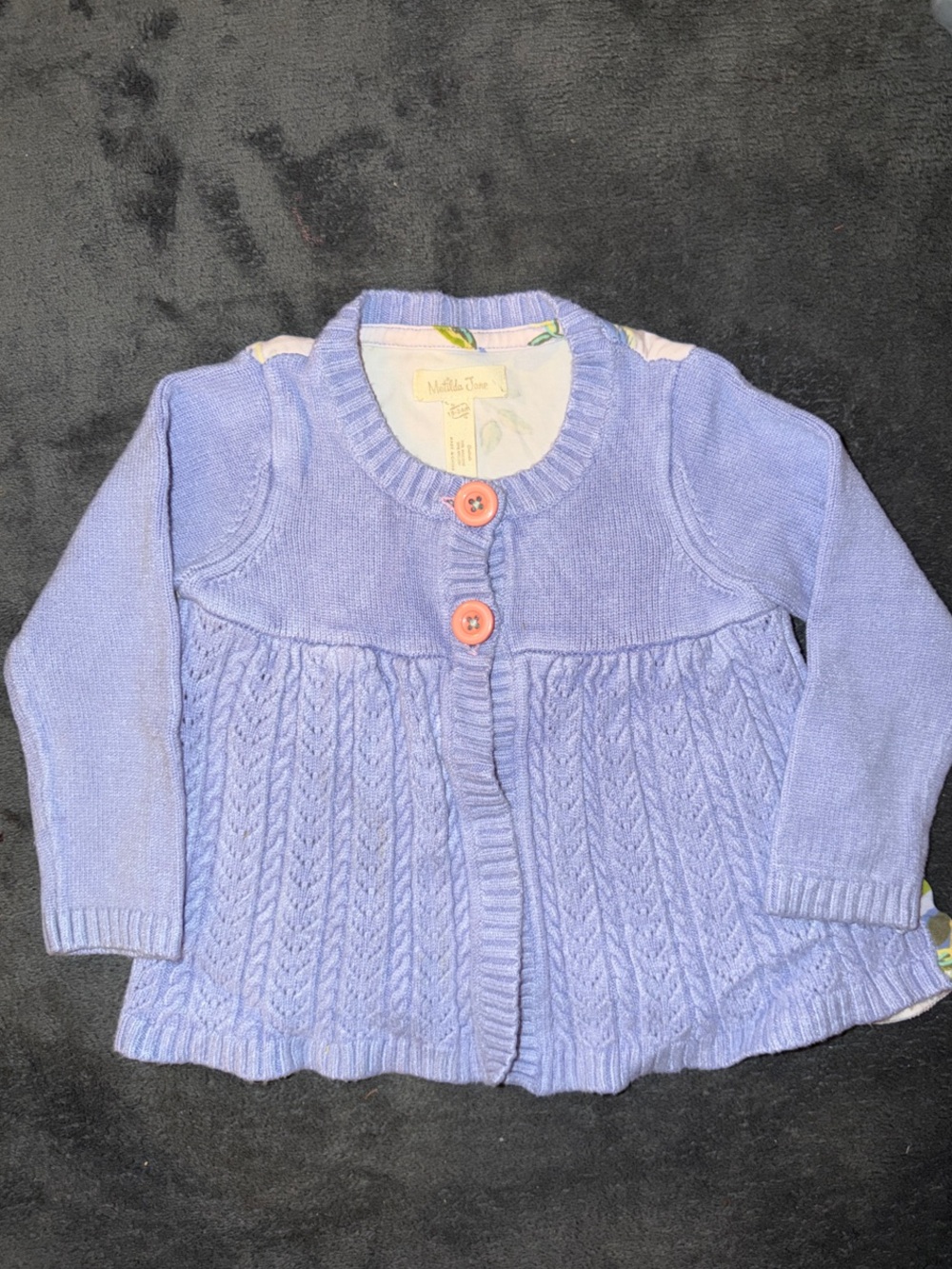 Matilda Jane I Spy Cardigan 18-24M Lavender Cable Knit